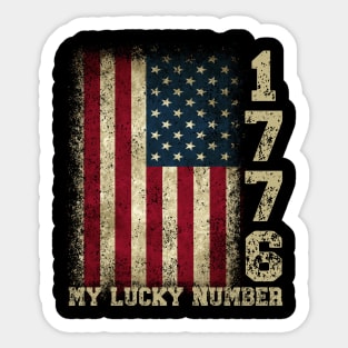 1776 MY LUCKY NUMBER FREEDOM USA 4TH OF JULY Sticker